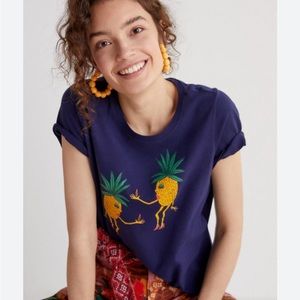 Anthropologie Kendra Dandy Pineapple Girls T shirt EUC